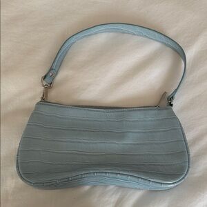 Blue Crocodile-Embossed Women's Shoulder Bag